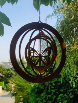 Wind spinner motyl 3D obrotowa ozdoba ogrodowa corten 083